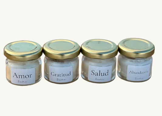 Reconexión - Kit de 4 velas - Amor, Abundancia, Salud y Gratitud